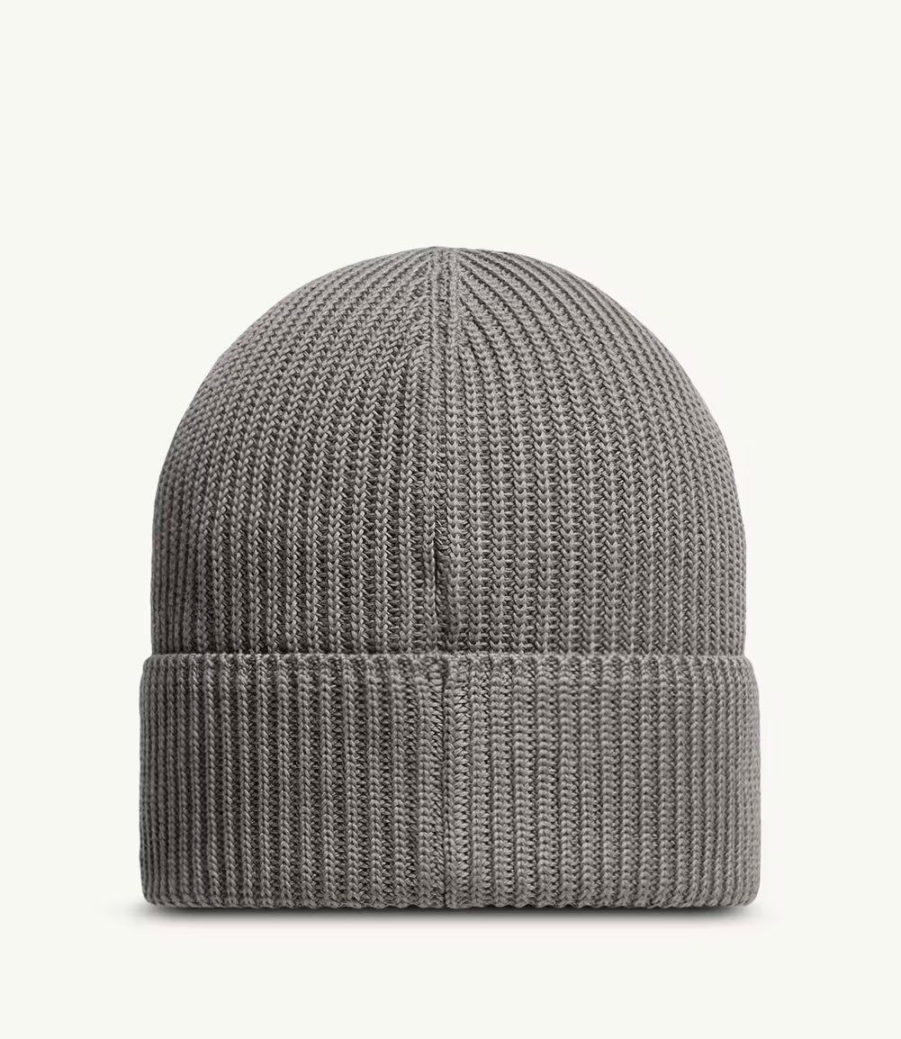 MONCLER LOGO COTTON GREY BEANIE