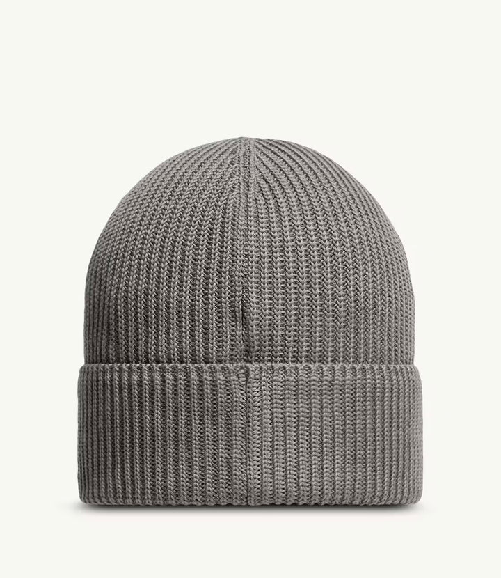 MONCLER LOGO COTTON GREY BEANIE