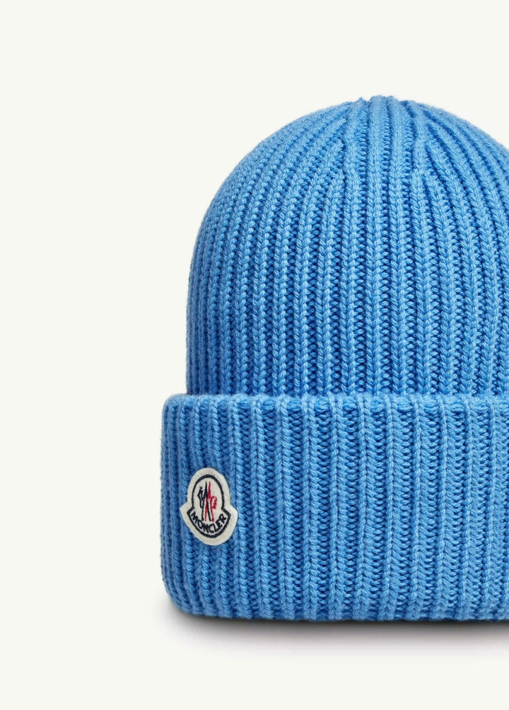 MONCLER WOOL & CASHMERE BLUE BEANIE