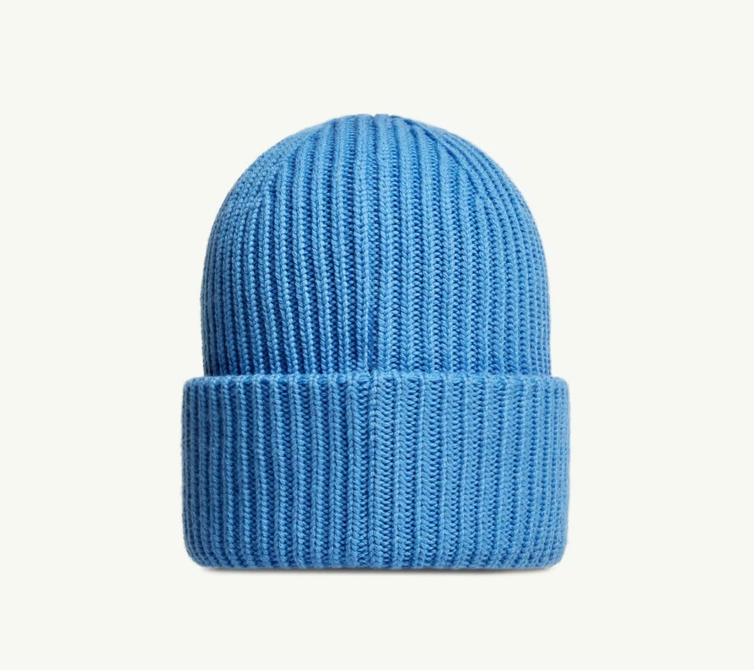 MONCLER WOOL & CASHMERE BLUE BEANIE