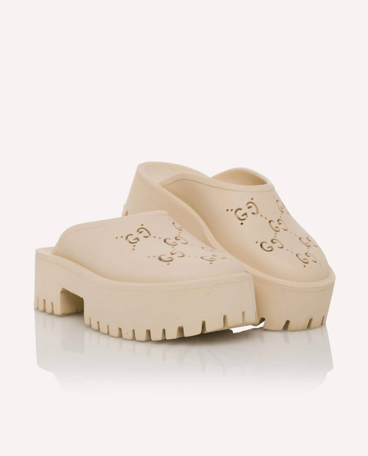 GUCCI PLATFORM PERFORATED G SANDAL