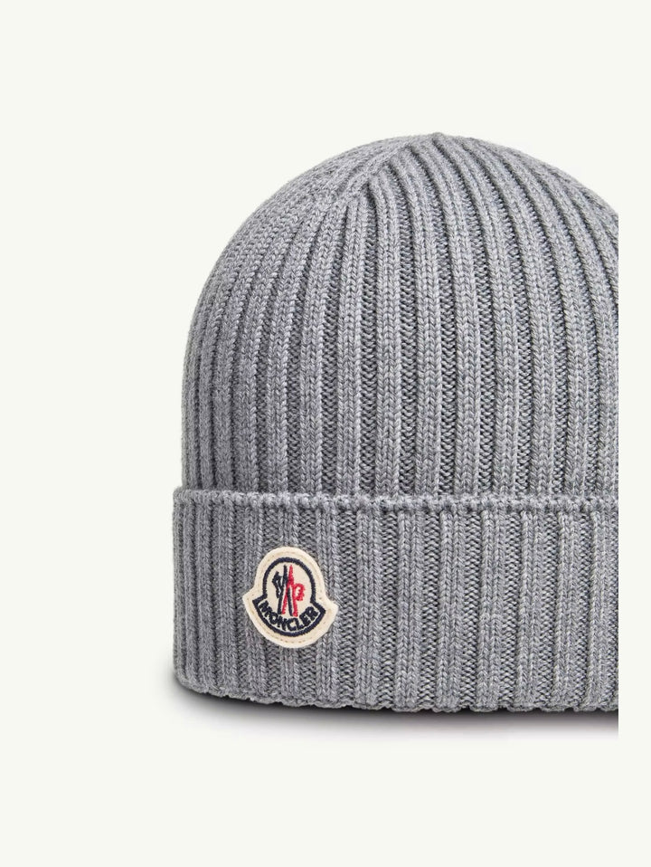 MONCLER GREY WOOL BEANIE