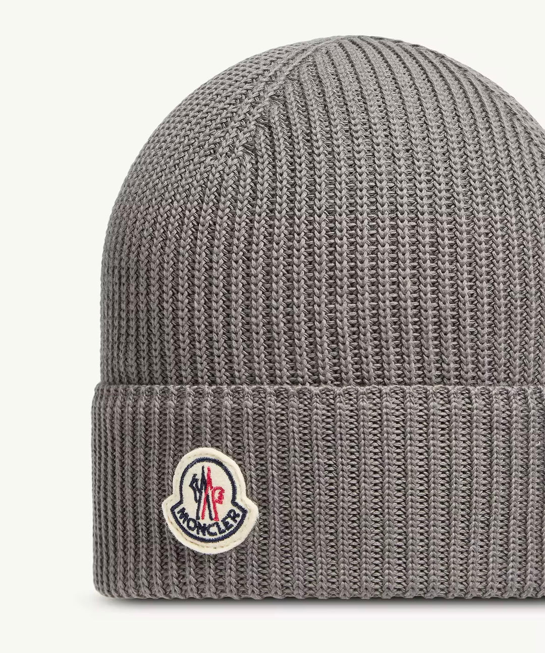 MONCLER LOGO COTTON GREY BEANIE