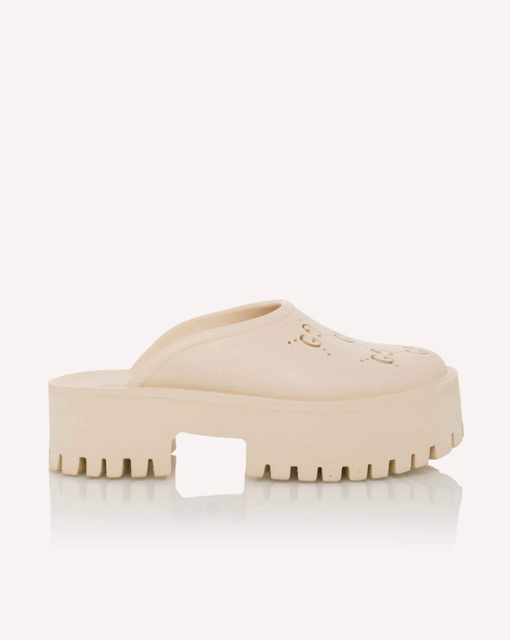 GUCCI PLATFORM PERFORATED G SANDAL