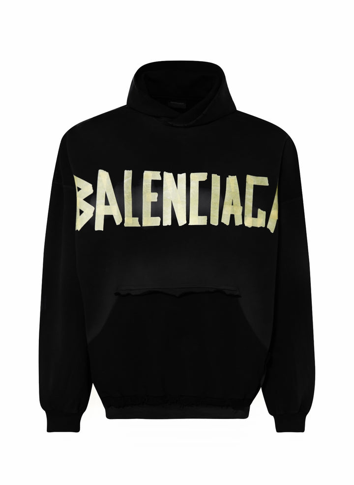 BALENCIAGA HOODIE BLACK PRINTED