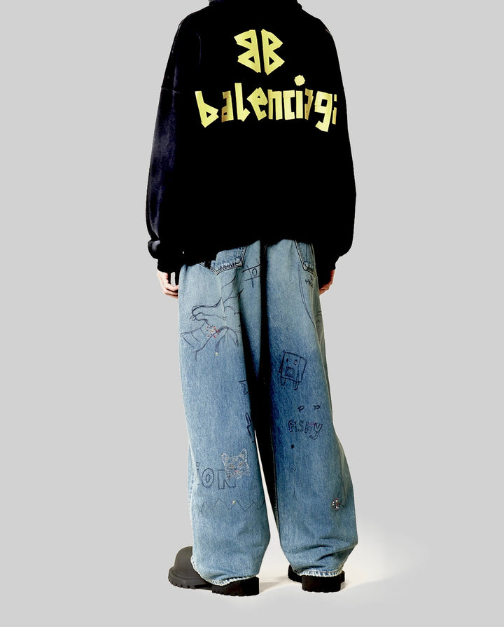 BALENCIAGA HOODIE BLACK PRINTED