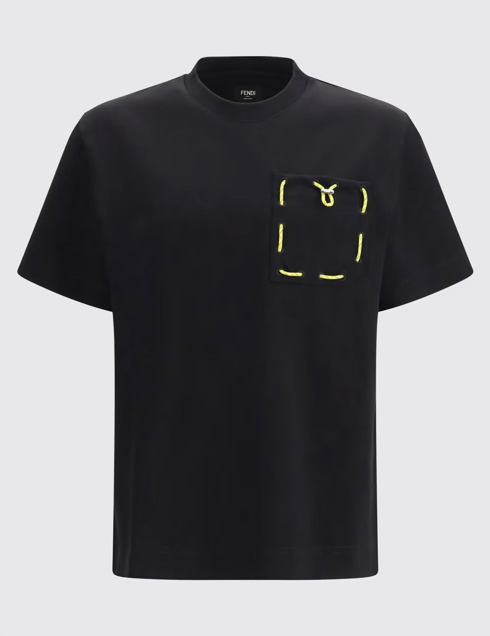 FENDI BLACK COTTON DRAWSTRING T-SHIRT