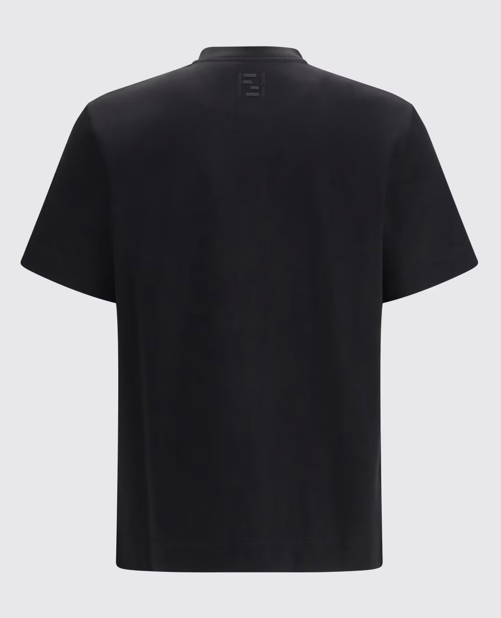 FENDI BLACK COTTON DRAWSTRING T-SHIRT