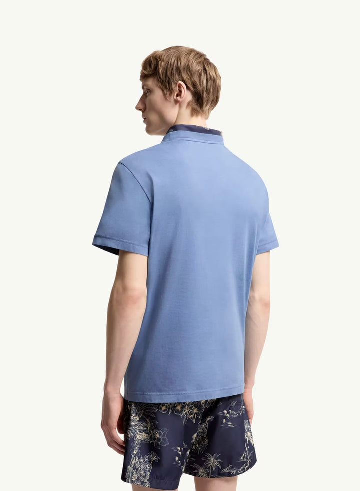 MONCLER TRICOLOR LOGO BLUE T-SHIRT