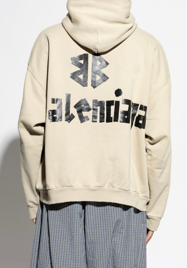 BALENCIAGA BEIGE PRINTED HOODIE