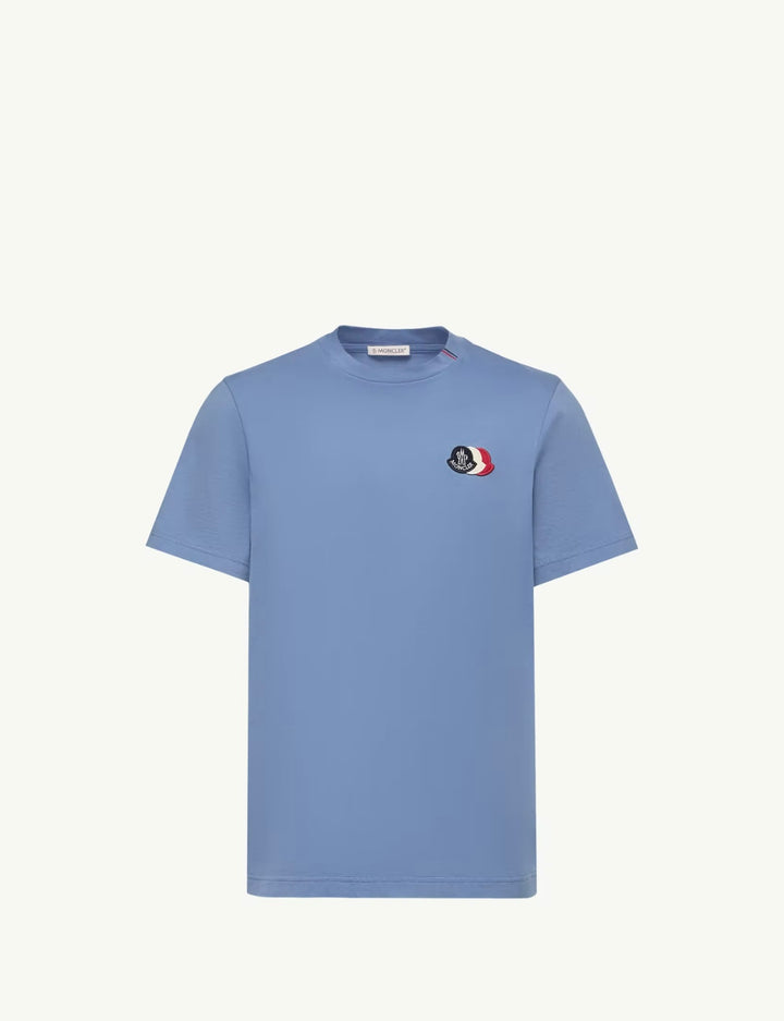 MONCLER TRICOLOR LOGO BLUE T-SHIRT