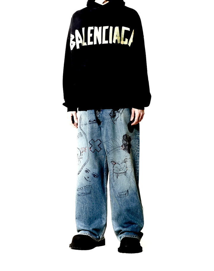 BALENCIAGA HOODIE BLACK PRINTED