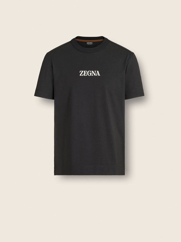ZEGNA BLACK PRINTED T-SHIRT