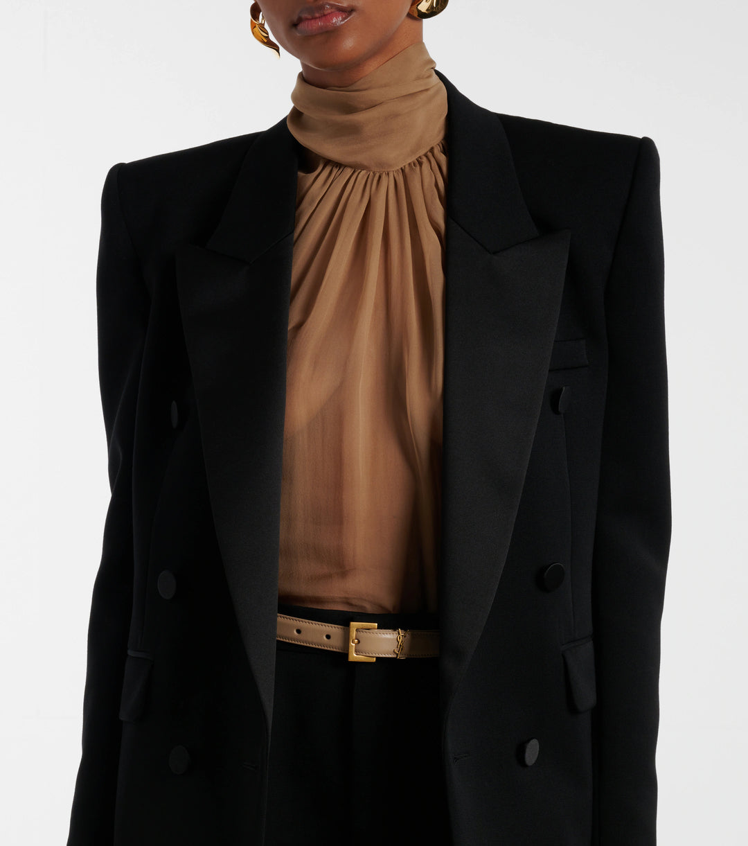 YSL CASSANDRE SLIM LEATHER BELT