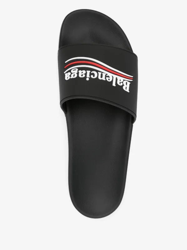 BALENCIAGA LOGO EMBOSSED POOL SLIDES