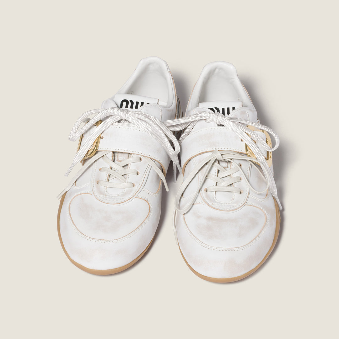 MIU MIU GYMNASIUM LEATHER SNEAKERS