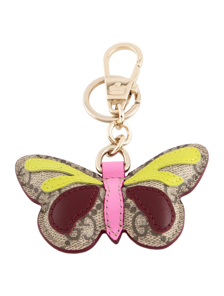 GUCCI BUTTERFLY LEATHER KEYCHAIN