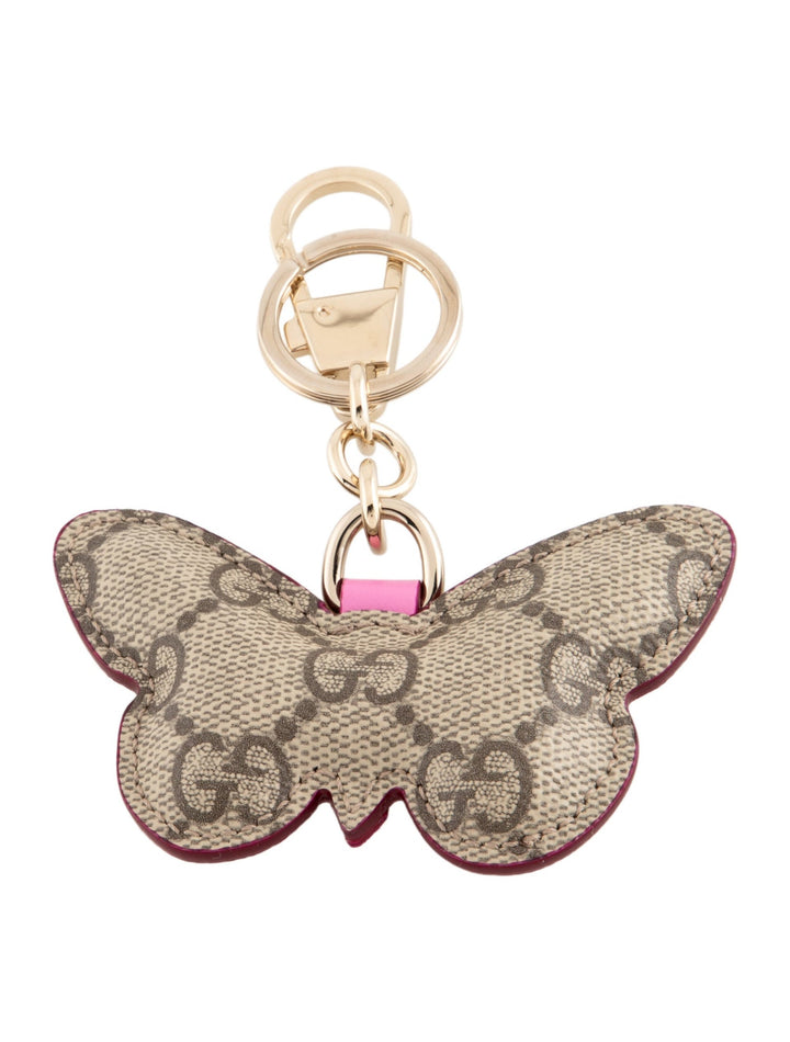 GUCCI BUTTERFLY LEATHER KEYCHAIN