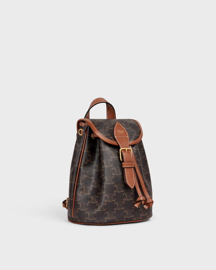 CELINE MINI BACKPACK FOLCO IN TRIOMPHE CANVAS AND CALFSKIN