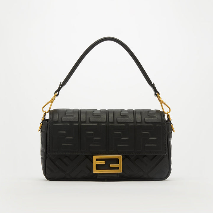 FENDI SMALL ZUCCA BAGUETTE BAG IN BLACK