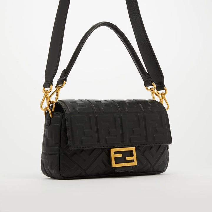 FENDI SMALL ZUCCA BAGUETTE BAG IN BLACK