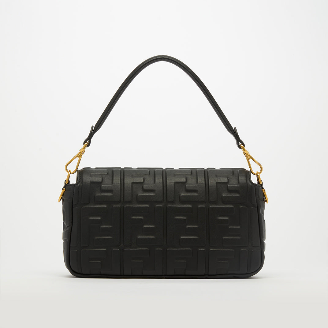 FENDI SMALL ZUCCA BAGUETTE BAG IN BLACK