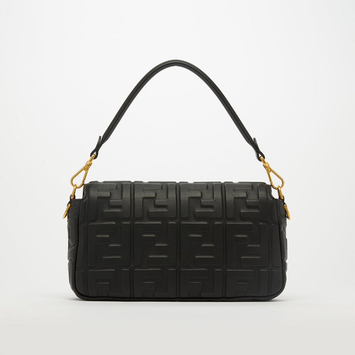 FENDI SMALL ZUCCA BAGUETTE BAG IN BLACK