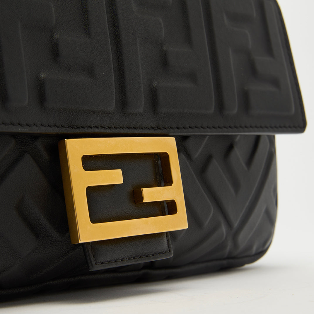 FENDI SMALL ZUCCA BAGUETTE BAG IN BLACK