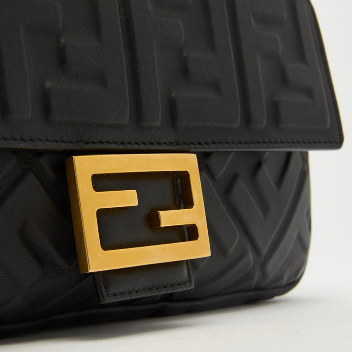FENDI SMALL ZUCCA BAGUETTE BAG IN BLACK