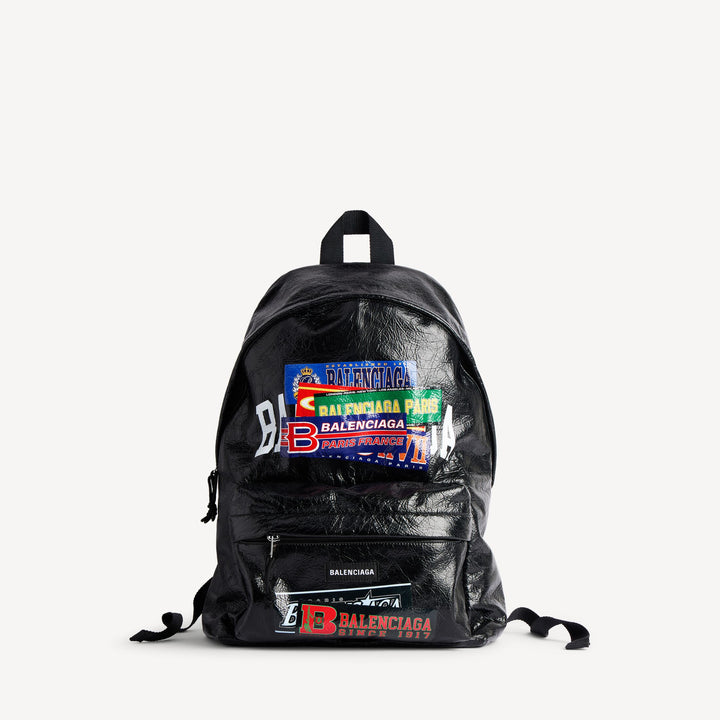 BALENCIAGA PATCHED BACKPACK IN BLACK