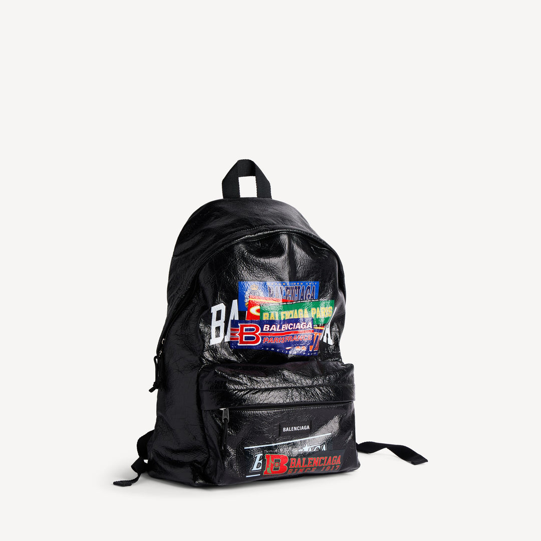 BALENCIAGA PATCHED BACKPACK IN BLACK