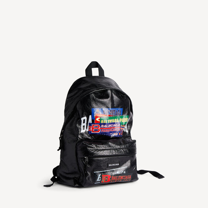 BALENCIAGA PATCHED BACKPACK IN BLACK
