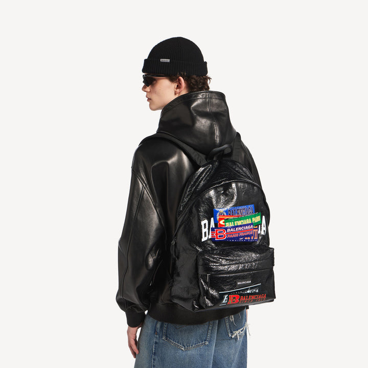 BALENCIAGA PATCHED BACKPACK IN BLACK