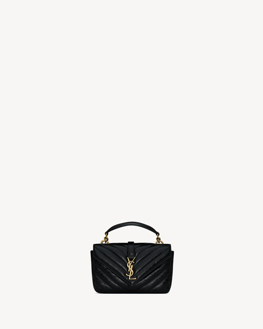 YSL COLLEGE MINI CHAIN BAG IN SHINY CRACKLED LEATHER