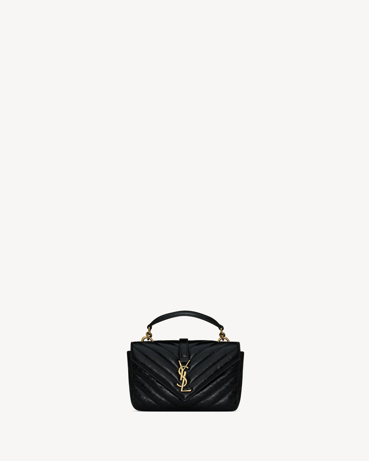 YSL COLLEGE MINI CHAIN BAG IN SHINY CRACKLED LEATHER