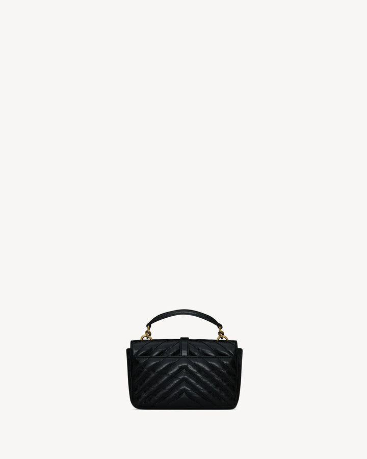 YSL COLLEGE MINI CHAIN BAG IN SHINY CRACKLED LEATHER