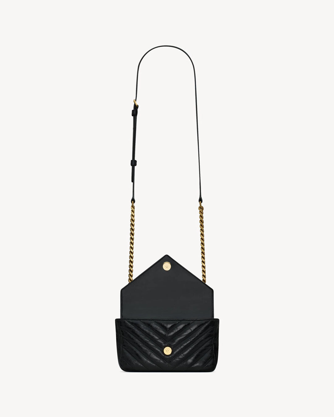 YSL COLLEGE MINI CHAIN BAG IN SHINY CRACKLED LEATHER