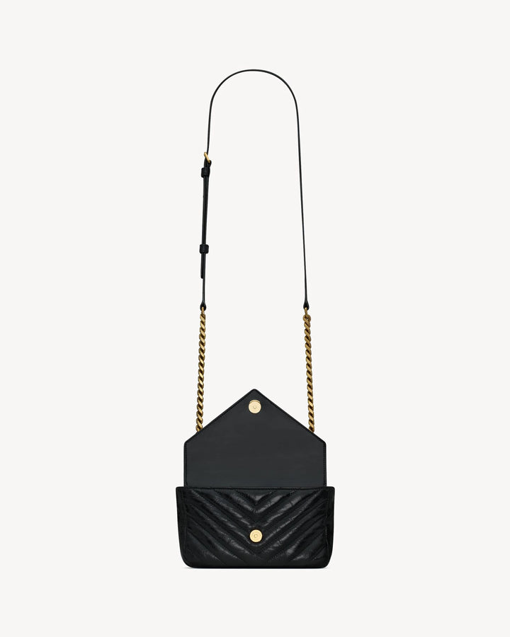 YSL COLLEGE MINI CHAIN BAG IN SHINY CRACKLED LEATHER