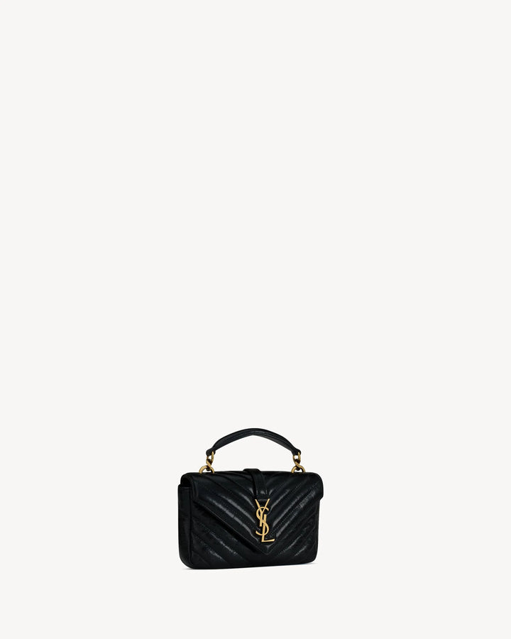 YSL COLLEGE MINI CHAIN BAG IN SHINY CRACKLED LEATHER