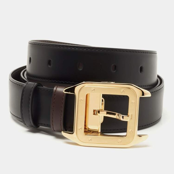 BLACK/BROWN LEATHER SANTOS DE CARTIER REVERSIBLE BELT