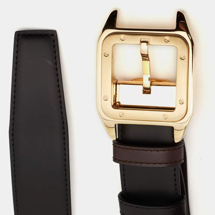 BLACK/BROWN LEATHER SANTOS DE CARTIER REVERSIBLE BELT