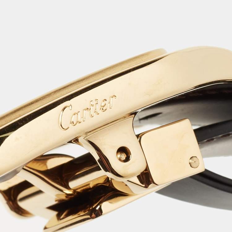 BLACK/BROWN LEATHER SANTOS DE CARTIER REVERSIBLE BELT