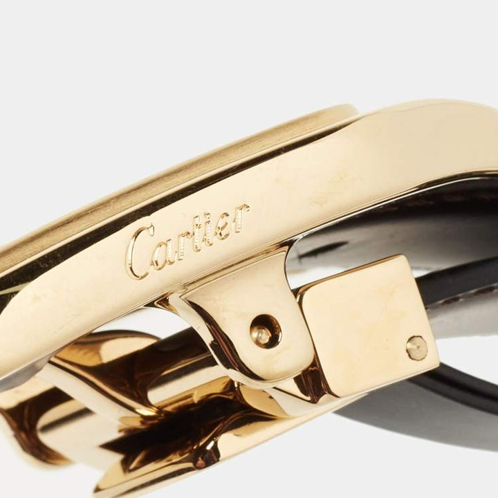 BLACK/BROWN LEATHER SANTOS DE CARTIER REVERSIBLE BELT