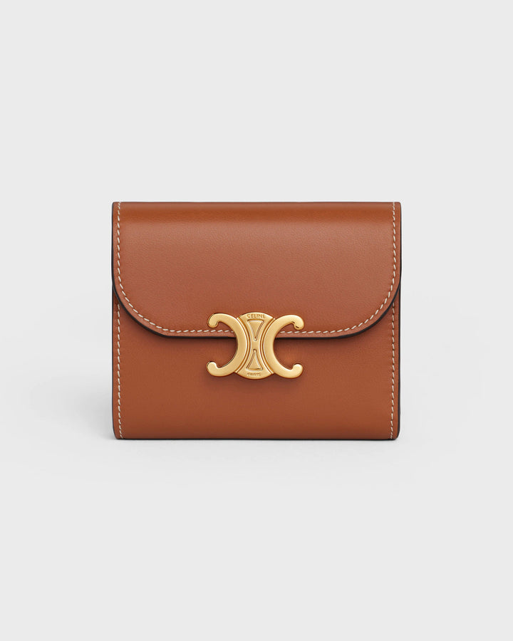 CELINE SMALL FLAP WALLET TRIOMPHE IN TAN COLOR
