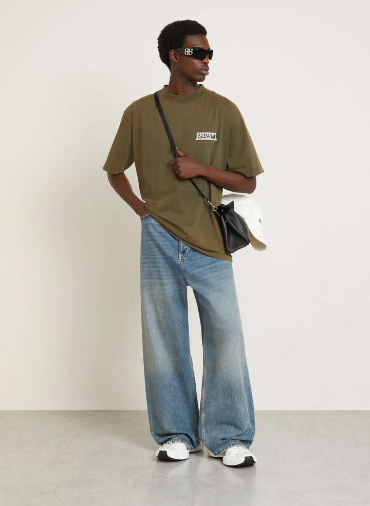 BALENCIAGA PRINTED KAKI T-SHIRT