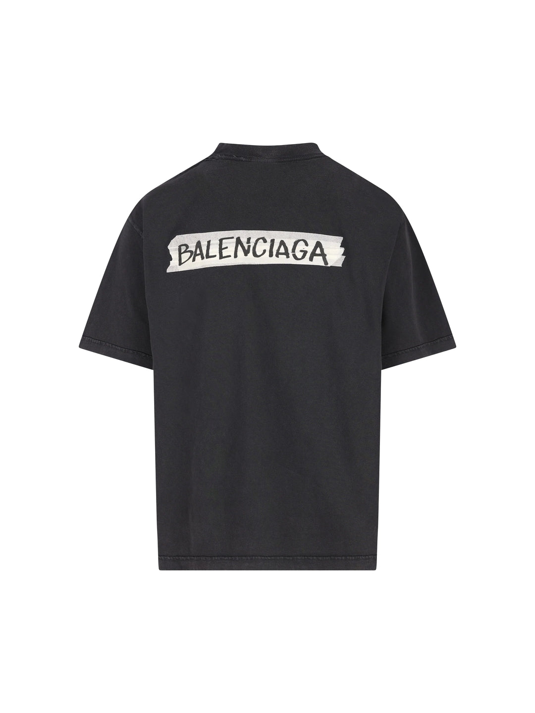 BALENCIAGA BLACK PRINTED T-SHIRT