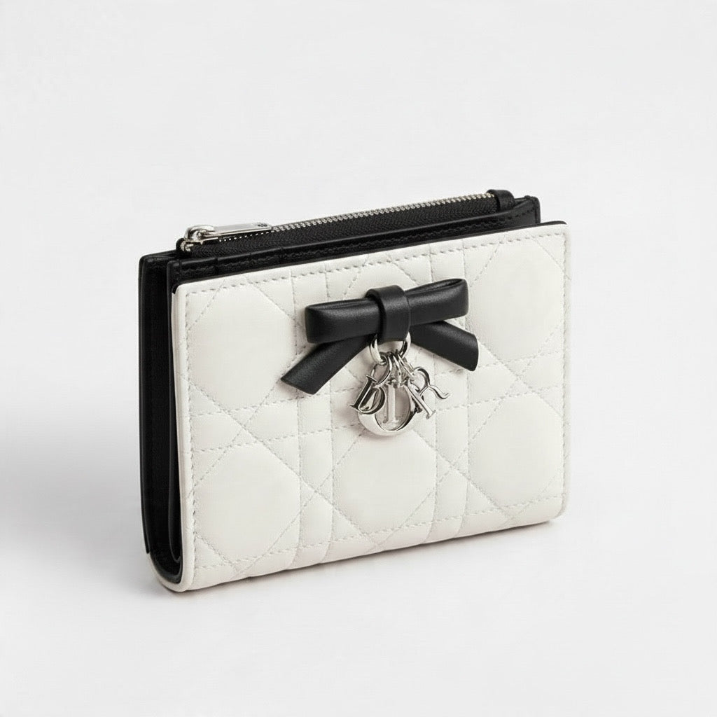 DIOR LADY DAHLIA WALLET BLACK & WHITE