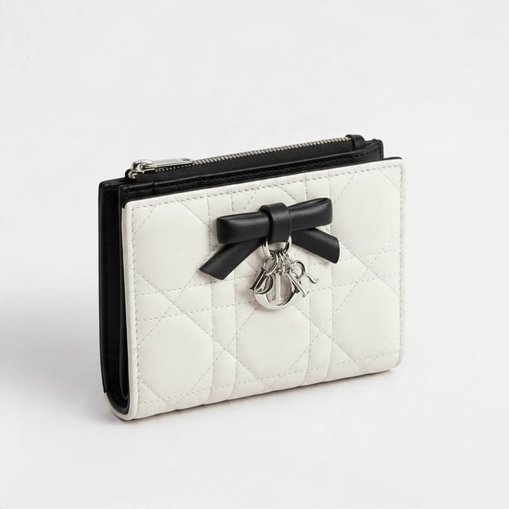 DIOR LADY DAHLIA WALLET BLACK & WHITE