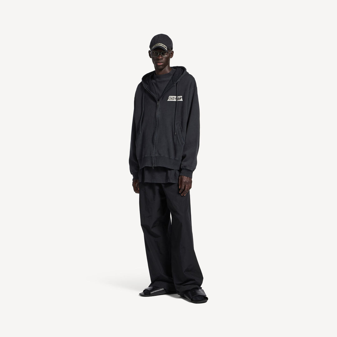BALENCIAGA ZIPPED HOODIE IN FADED BLACK