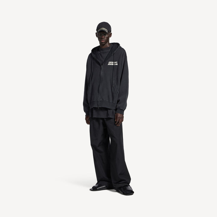 BALENCIAGA ZIPPED HOODIE IN FADED BLACK